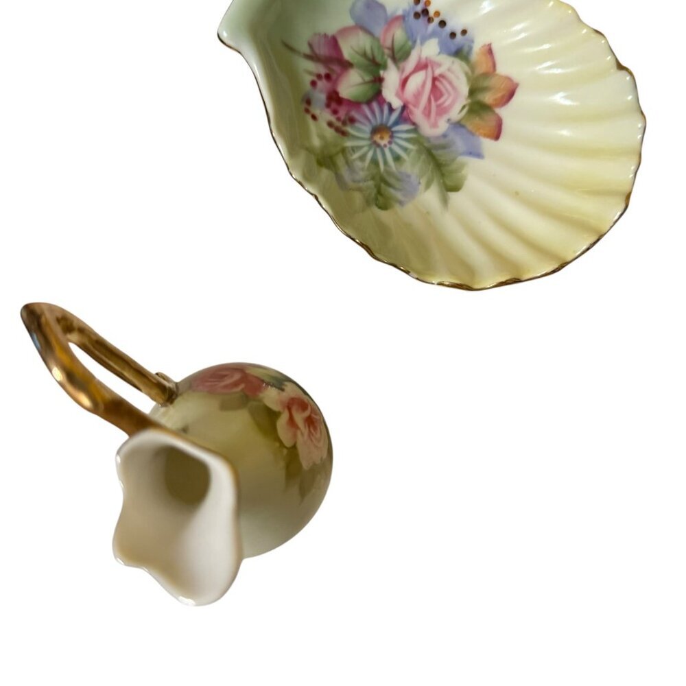 LOT two Vintage‎ Lefton Hand  Painted Dishes Heritage Rose EUC